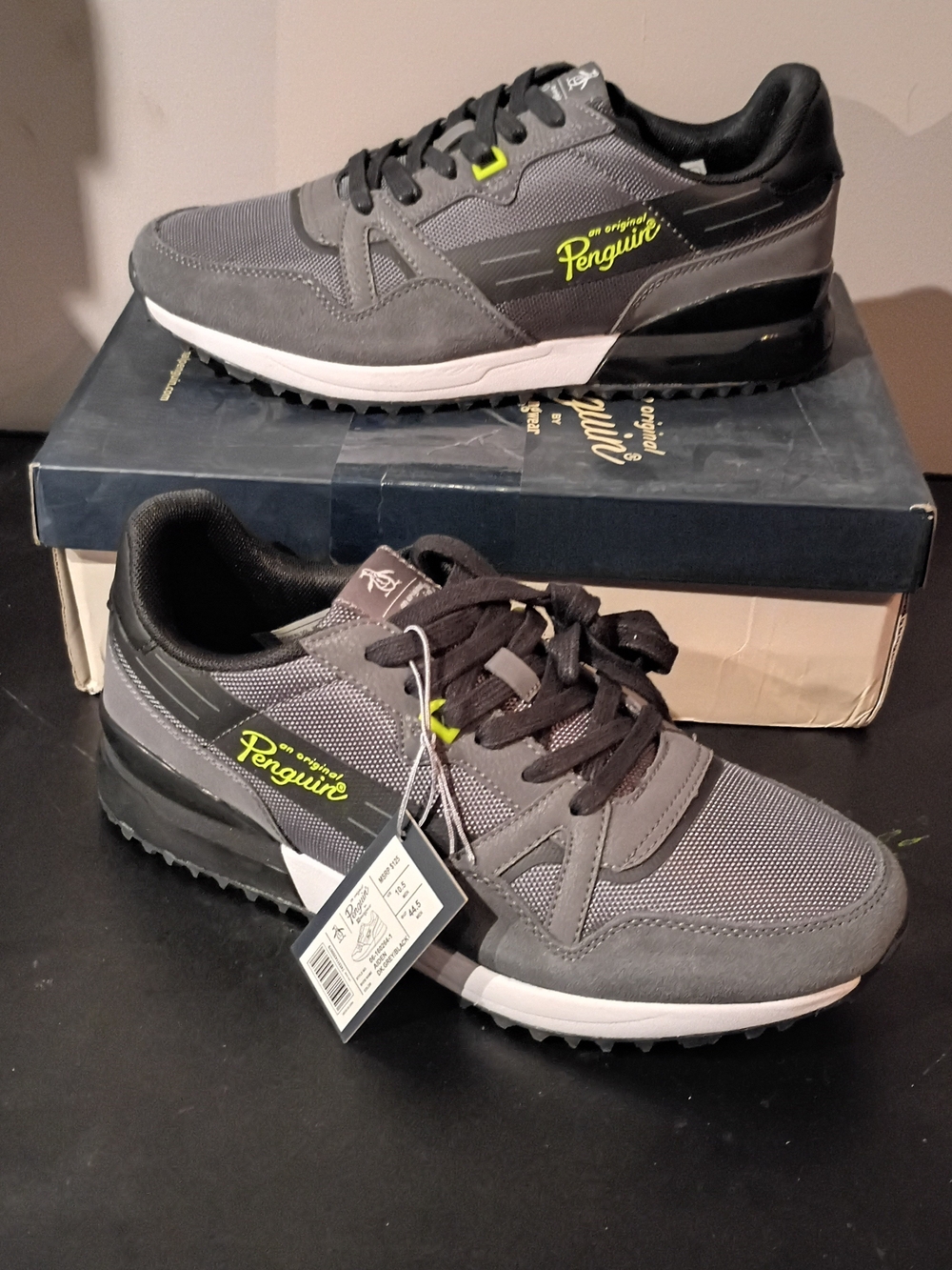 Original Penguin Men's Gray Athletic Sneakers with Neon Accent